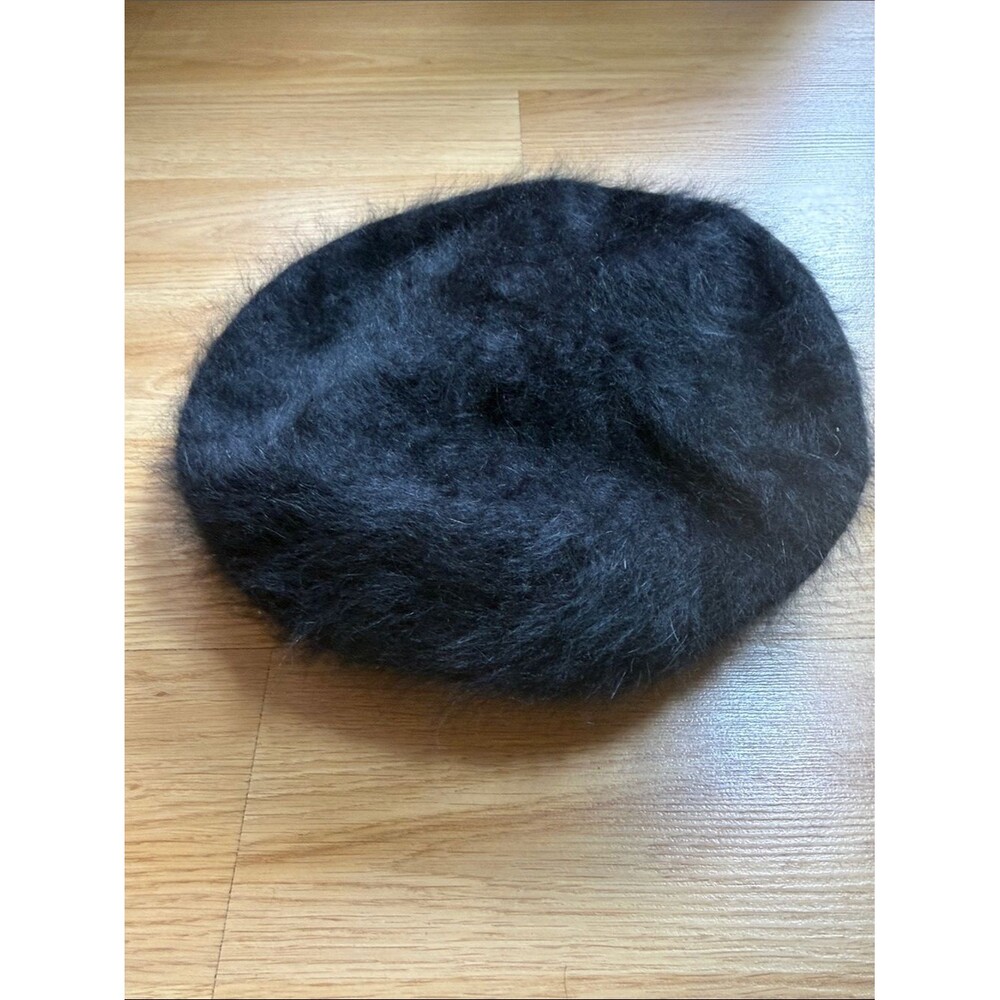 Vintage First Issue Liz Claiborne Black Wool Rabbit Hair Beret Hat